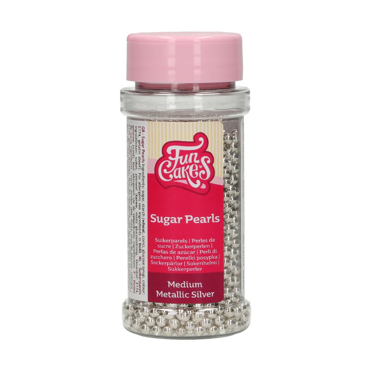 Funcakes | Suikerparels medium metallic 4mm Zilver 80g